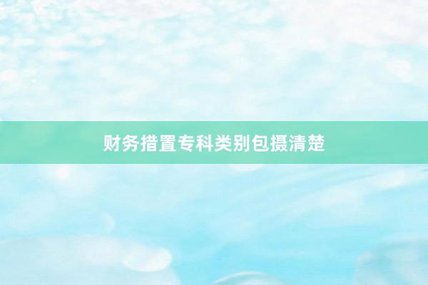财务措置专科类别包摄清楚